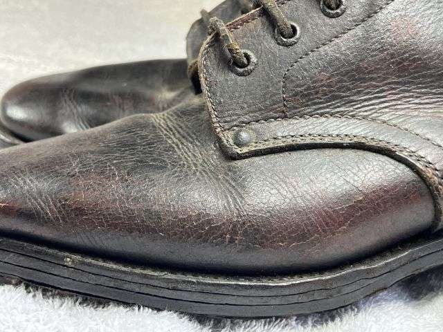 95) Excellent Original Late WW2 French Army Issue Ankle Boots 1945 Similar to WW1 British — image 10