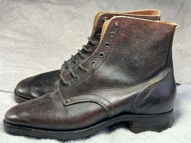 95) Excellent Original Late WW2 French Army Issue Ankle Boots 1945 Similar to WW1 British — image 11
