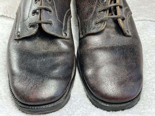 95) Excellent Original Late WW2 French Army Issue Ankle Boots 1945 Similar to WW1 British — image 13