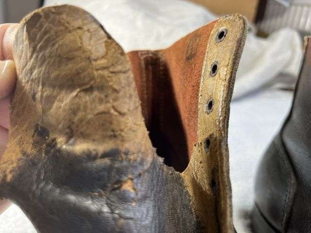 95) Excellent Original Late WW2 French Army Issue Ankle Boots 1945 Similar to WW1 British — image 15