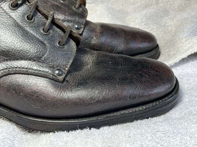95) Excellent Original Late WW2 French Army Issue Ankle Boots 1945 Similar to WW1 British — image 5