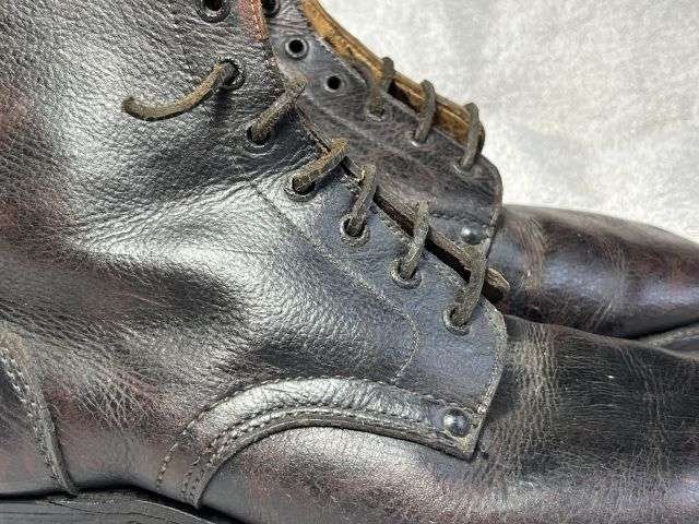 95) Excellent Original Late WW2 French Army Issue Ankle Boots 1945 Similar to WW1 British — image 6