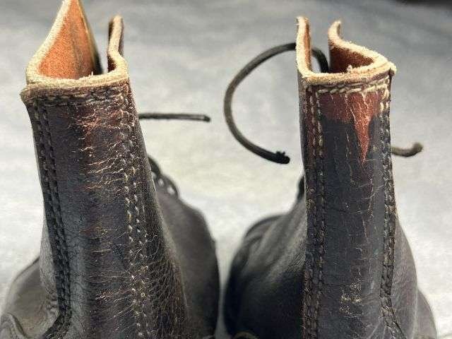 95) Excellent Original Late WW2 French Army Issue Ankle Boots 1945 Similar to WW1 British — image 8