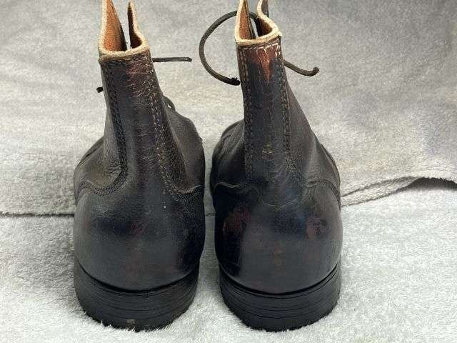 95) Excellent Original Late WW2 French Army Issue Ankle Boots 1945 Similar to WW1 British — image 9