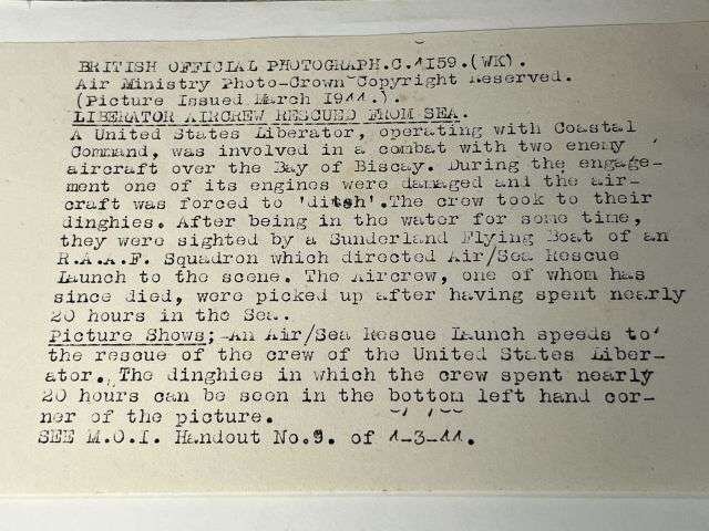 70) Interesting Original WW2 RAF Official Photograph Liberator Aircrew Rescued ASR March 1944 — image 2