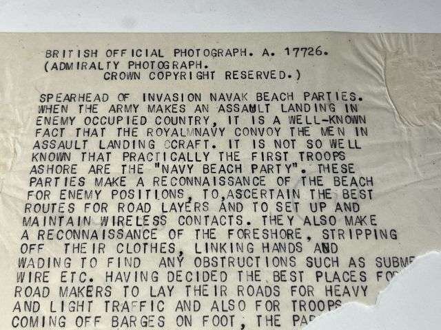 75) Interesting Original WW2 Royal Navy Official Photograph Showing Invasion of Navak RN Beach Party — image 3