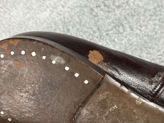 63) Original WW2 Era US Army Officers Brown Leather Slippers Dated 1944 — image 2