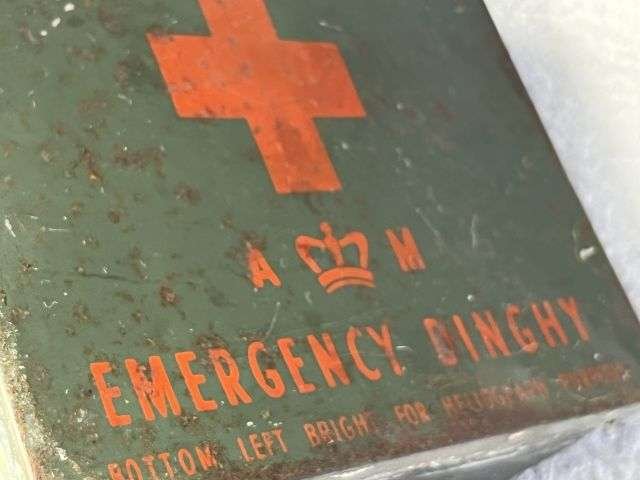 66) Excellent Original WW2 RAF Air Ministry Aircraft First Aid Outfit Emergency Dinghy Tin — image 6
