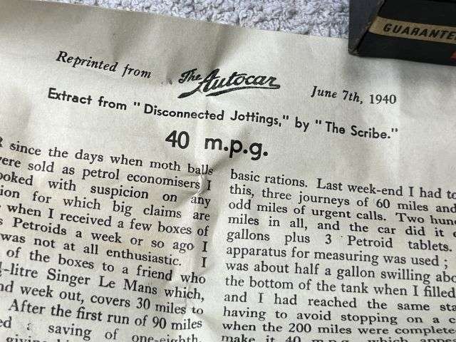 33) Complete Original WW2 Wartime Grundy's Petroids To Increase Fuel Economy Dated 1940 — image 8
