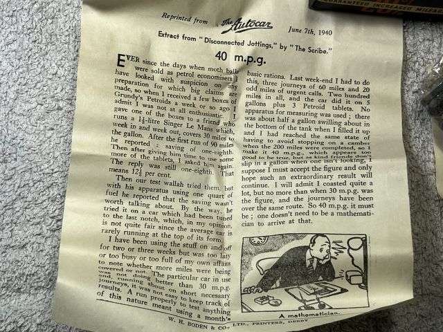 33) Complete Original WW2 Wartime Grundy's Petroids To Increase Fuel Economy Dated 1940 — image 9