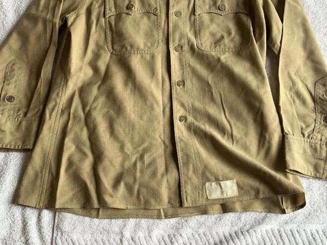 116) Original WW2 Era US Army Officers Khaki Cotton Shirt With USAAF Insignia — image 5