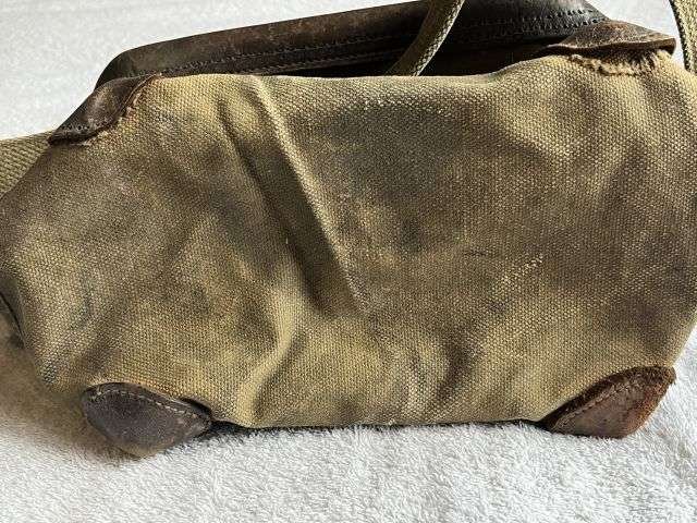 162) Dirty Tatty Original WW2 US Army Signals Heavy Duty Canvas & Leather Tool or Spares Bag — image 6
