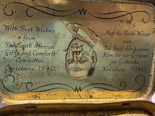 165) Large Original WW2 South African Greetings Tin With Best Wishes From The South African Gifts & Comforts Committee Christmas 1940 — image 3