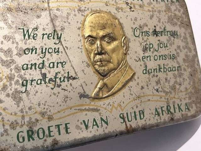 165) Large Original WW2 South African Greetings Tin With Best Wishes From The South African Gifts & Comforts Committee Christmas 1940 — image 7