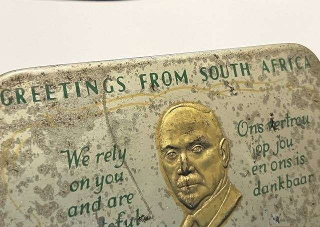 165) Large Original WW2 South African Greetings Tin With Best Wishes From The South African Gifts & Comforts Committee Christmas 1940 — image 8