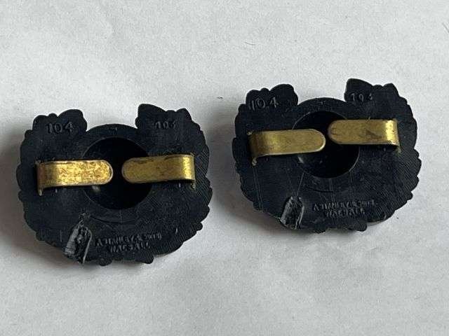 Mint Original WW2 Royal Marines Bakelite Economy Collar Dog Pair — image 4