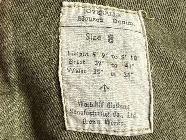 146) Good Used Original WW2 Era Denim Overalls Blouse In a Good Size 8 — image 14