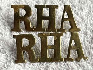 103) Good Original Pair of WW1 Royal Horse Artillery Brass …