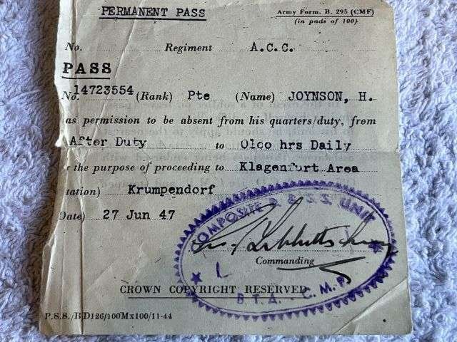 46) WW2 & Later British Army Dog Tags, Soldiers Service & Pay Book, Release Book & Paperwork 14723554 H.R.Joynson ACC — image 12