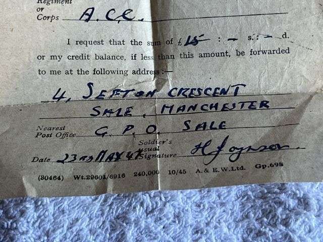 46) WW2 & Later British Army Dog Tags, Soldiers Service & Pay Book, Release Book & Paperwork 14723554 H.R.Joynson ACC — image 15