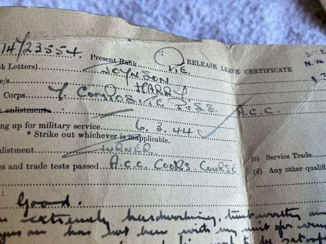 46) WW2 & Later British Army Dog Tags, Soldiers Service & Pay Book, Release Book & Paperwork 14723554 H.R.Joynson ACC — image 29