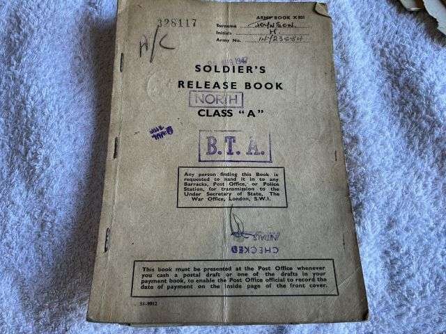 46) WW2 & Later British Army Dog Tags, Soldiers Service & Pay Book, Release Book & Paperwork 14723554 H.R.Joynson ACC — image 34