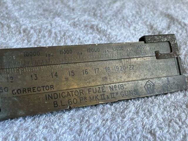 49) Excellent Heavy Duty Royal Artillery Field Gun Slide Rule Indicator, Fuze No18 B.L.60pr MKII & MKII* Guns 1927 — image 14