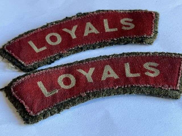 36) Excellent Original WW2 Loyal North Lancashire Regt Printed Cloth Shoulder Titles — image 3