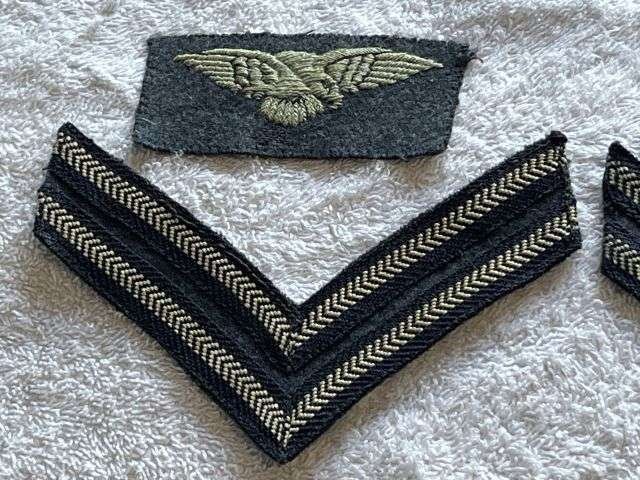 22) Good Original WW2 Uniform Removed Corporals Stripes & Albatross Cloth Badges — image 4