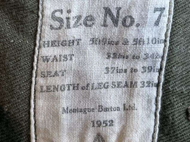 5) Nice Clean WW2 Pattern Denim Battledress Trousers Home Guard Dated 1952 — image 5