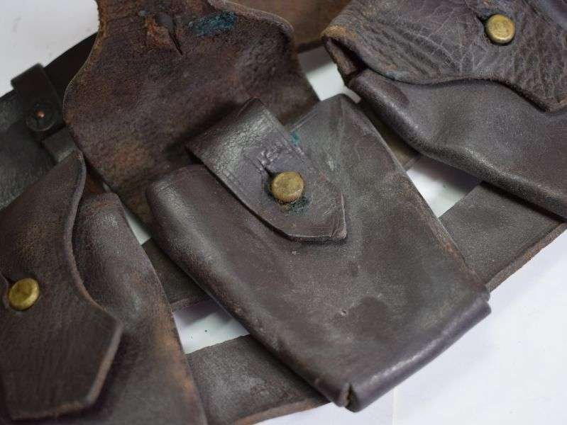 108) WW2 South African or Indian? Made 5 Pocket Leather Bandolier DLW 1942 — image 6
