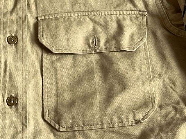 75) Original WW2 US Army Officers Khaki Tropical Shirt With Original Insignia — image 8