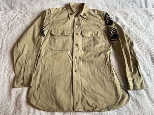 75) Original WW2 US Army Officers Khaki Tropical Shirt With …