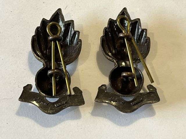 31) Original WW2 Era Royal Engineers Officers Bronze Collar Badge Pair By J.R.Gaunt Badge — image 4