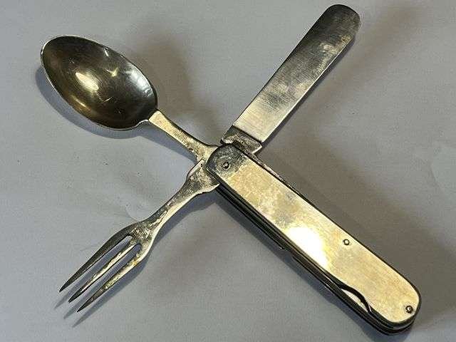 17) Original Near Mint WW1 Pattern Officers Private Purchase Folding Cutlery Set Made 1920s — image 11