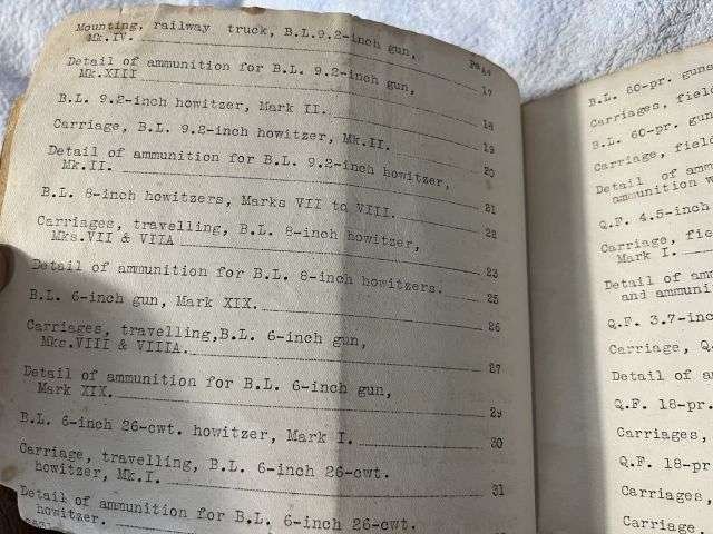 6) Tatty Original Inter-War British Army Booklet Data Relating To Gun Howitzer & French Mortar Equipment In The Field 1928 — image 7