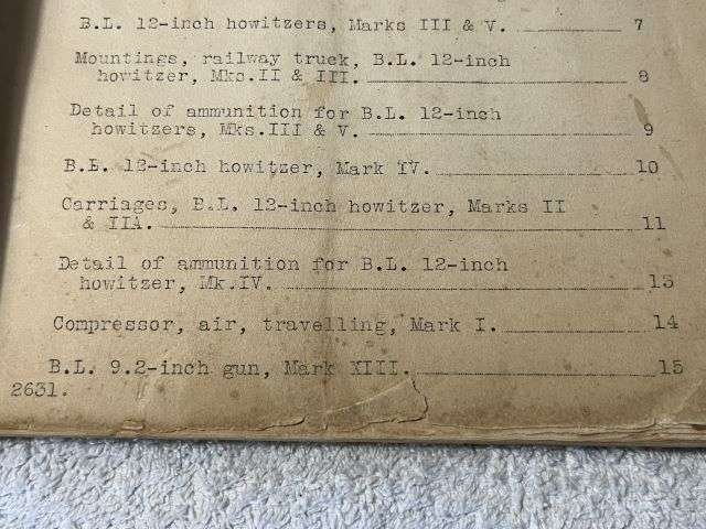 6) Tatty Original Inter-War British Army Booklet Data Relating To Gun Howitzer & French Mortar Equipment In The Field 1928 — image 8