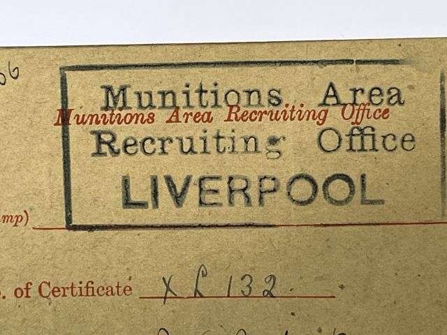 112) Interesting Original WW1 Army Reserve Scheduled Occupation Certificate Liverpool 1917 — image 5