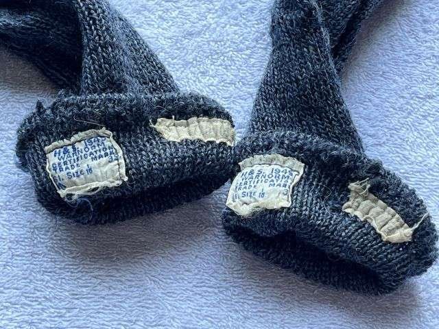 72) Original WW2 Pattern RAF Issue Airman's Blue/Grey Woolen Socks Dated 1949 Some Damage — image 5