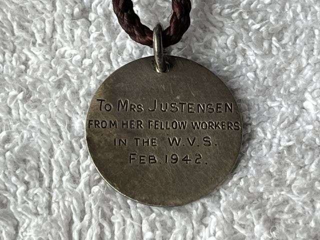 57) Nice Small Solid Silver Pendant To Mrs Justensen From Her Fellow Workers in the WVS Feb 1942 — image 3