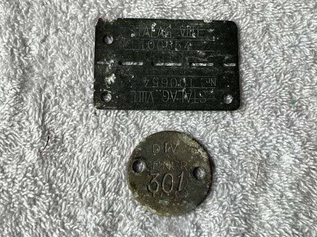 58) Nice Original Wartime German Dog Tag For Allied POWs Nr 100654 Stalag VIII E & Other — image 9
