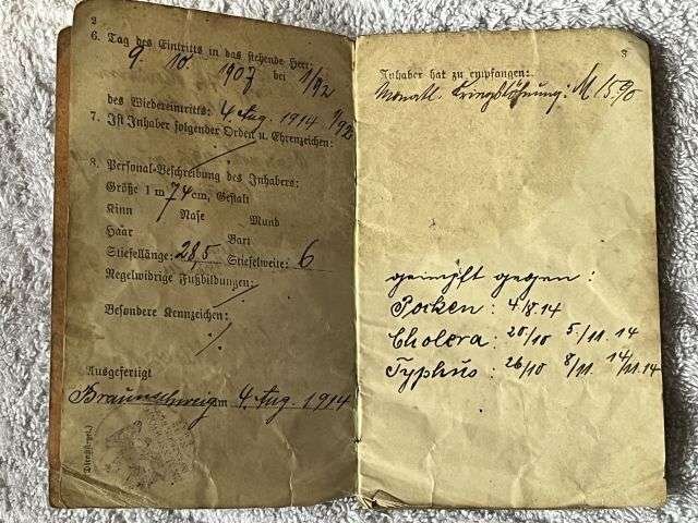 28) Tatty Well Used Original WW1 German Army Soldbuch 1914 — image 10