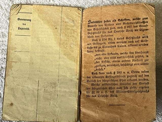 28) Tatty Well Used Original WW1 German Army Soldbuch 1914 — image 3