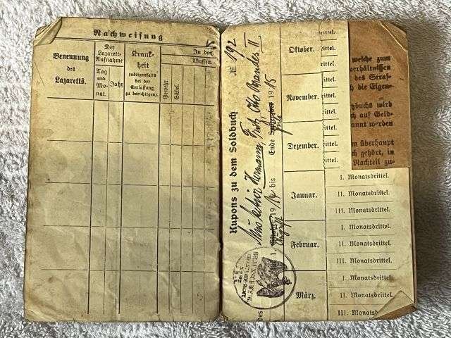 28) Tatty Well Used Original WW1 German Army Soldbuch 1914 — image 5