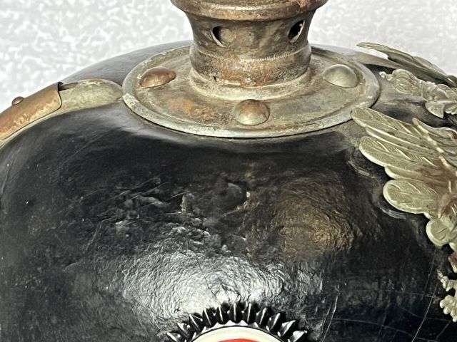 18) Lovely Original WW1 Imperial German Army Infantry Mans Leather Pickelhaube — image 10