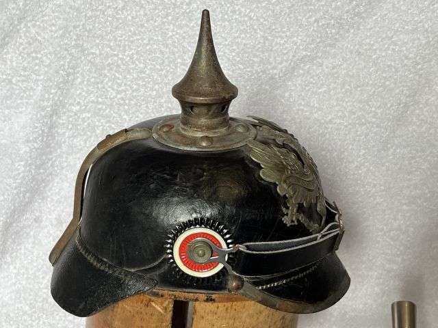 18) Lovely Original WW1 Imperial German Army Infantry Mans Leather Pickelhaube — image 11