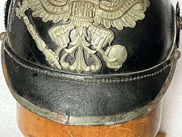 18) Lovely Original WW1 Imperial German Army Infantry Mans Leather Pickelhaube — image 16
