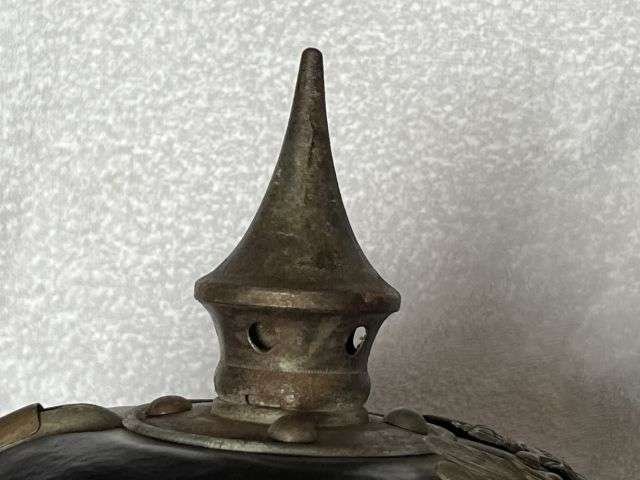 18) Lovely Original WW1 Imperial German Army Infantry Mans Leather Pickelhaube — image 8