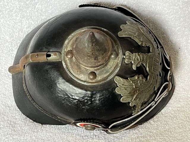 18) Lovely Original WW1 Imperial German Army Infantry Mans Leather Pickelhaube — image 9