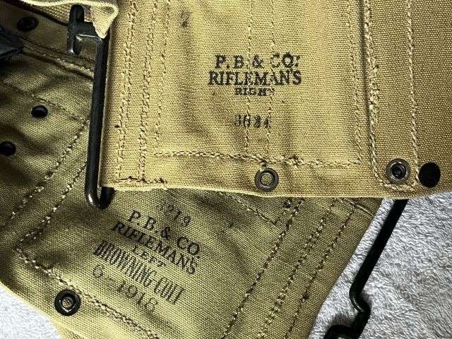 7) Mint Unissued WW1 US Army BAR Mag Pouch Belt With Butt Cup Dated 1918 — image 9